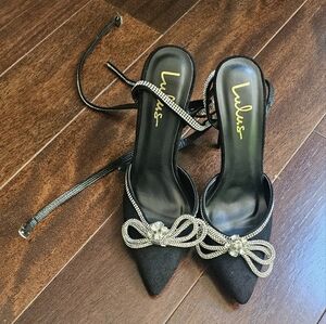 Lulus strap heels with rhinestones